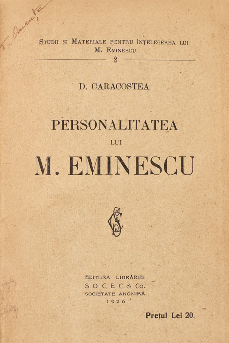 Personalitatea lui M. Eminescu - D. Caracostea